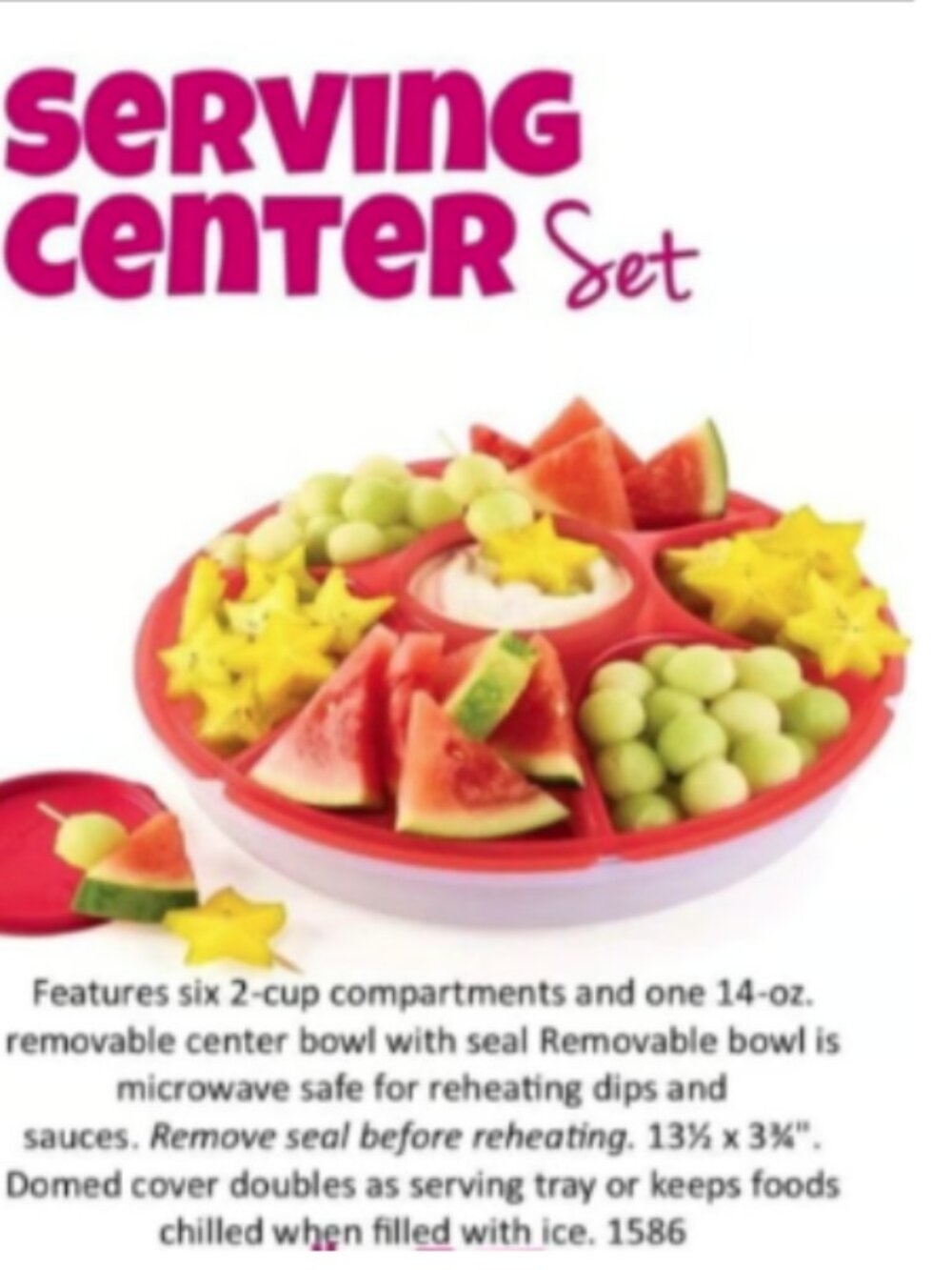 Tupperware Serving Center Red & White Vegetables Taco Station Desserts Dips NEW